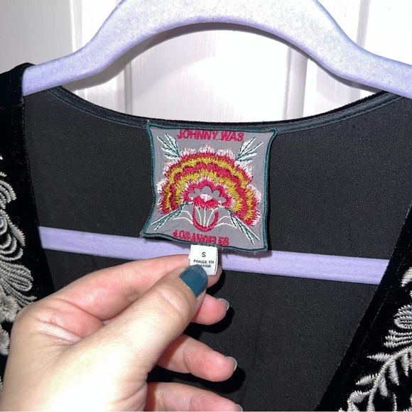 Johnny Was Black Velvet Floral Wrap Dress Small - Picture 4 of 12